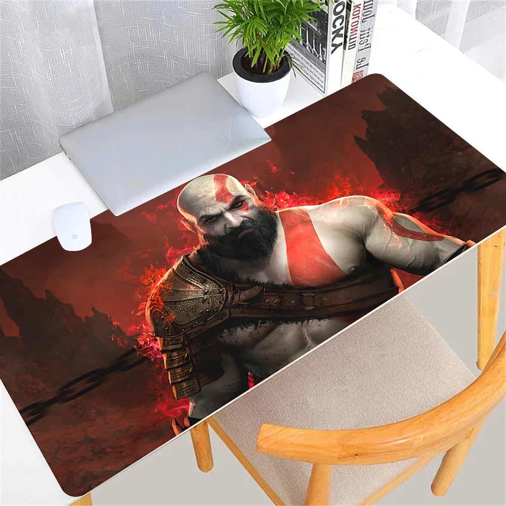 Large Game God of War Mousepad XL Desktop Natural  Rubber Desk Mat Kawaii Gaming Accessories Students Writing Pad Desk Mat 80x30
