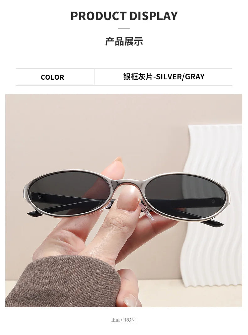 Retro Oval Design Sunglasses Women 2026 New Y2K Small Metal Frame UV400 Protection Vintage Punk Sun Glasses Fashion Eyewear