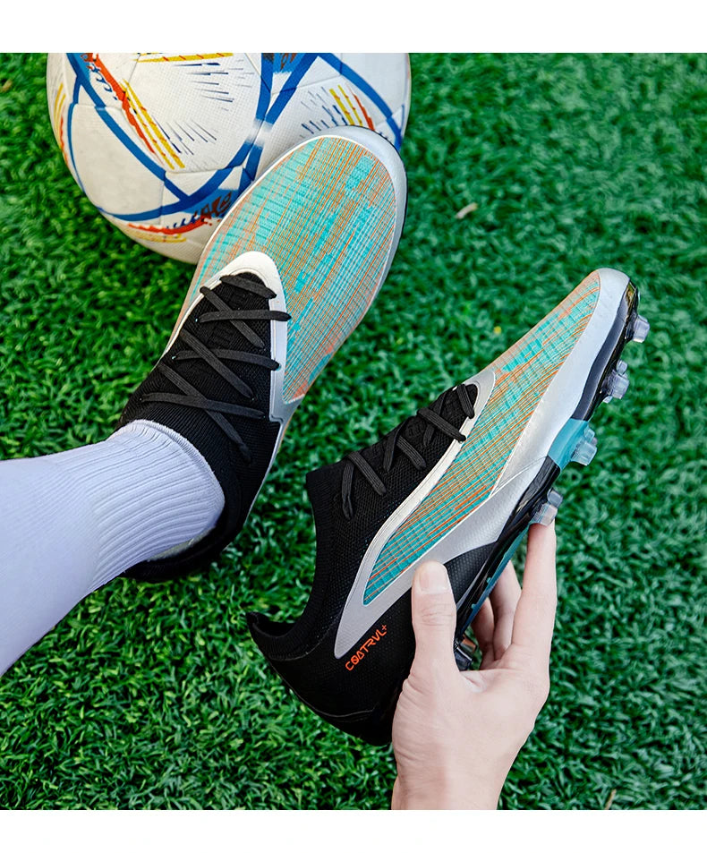 Chuteiras de futebol novas para homem, com pitons para exterior, respiráveis, adulto, antiderrapantes, calçado de futebol desportivo, pitons longos, treino, rapaz, jogo, confortáveis