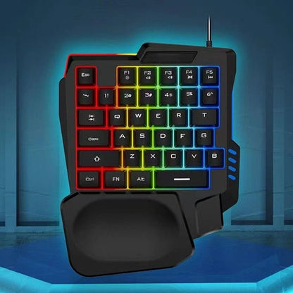 1pc RGB Gaming Keyboard Single Hand Mini USB Ultra-slim Wired 35-Keys One-Handed Backlight Keyboard For Computer PC Laptop