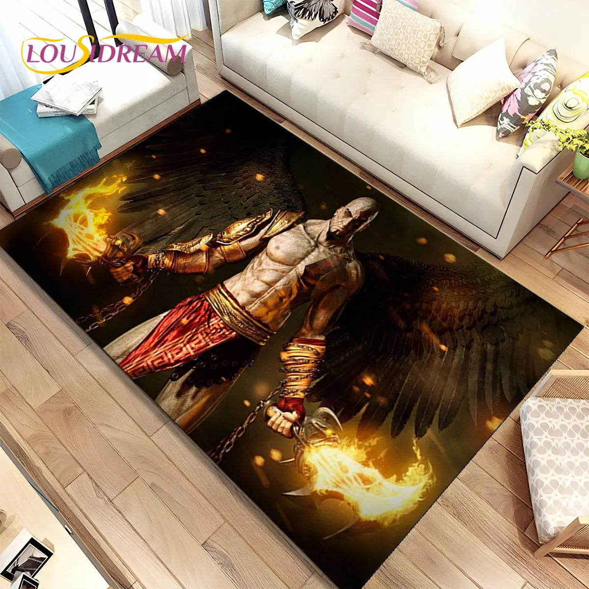God of War Game Gamers Kratos  Area Rug,Carpet Rug for Living Room Bedroom Sofa Doormat Decoration, Kids Play Non-slip Floor Mat