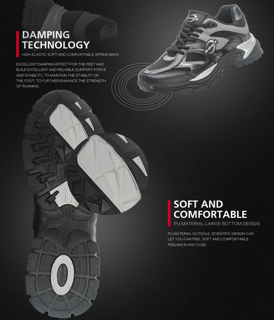 BONA New Designers Breathable Road Running Shoes Casual Shoes Man Athletic Walking Footwear Men Outdoor Jogging Masculino