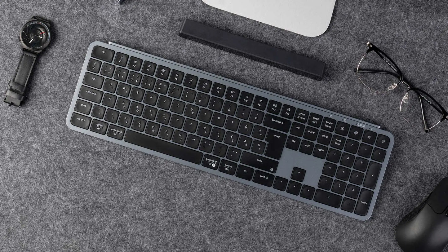Teclado inalámbrico ultrafino Keychron B6 Pro con distribución ISO, tamaño completo, portátil y ligero, conexiones 2.4GHz y Bluetooth