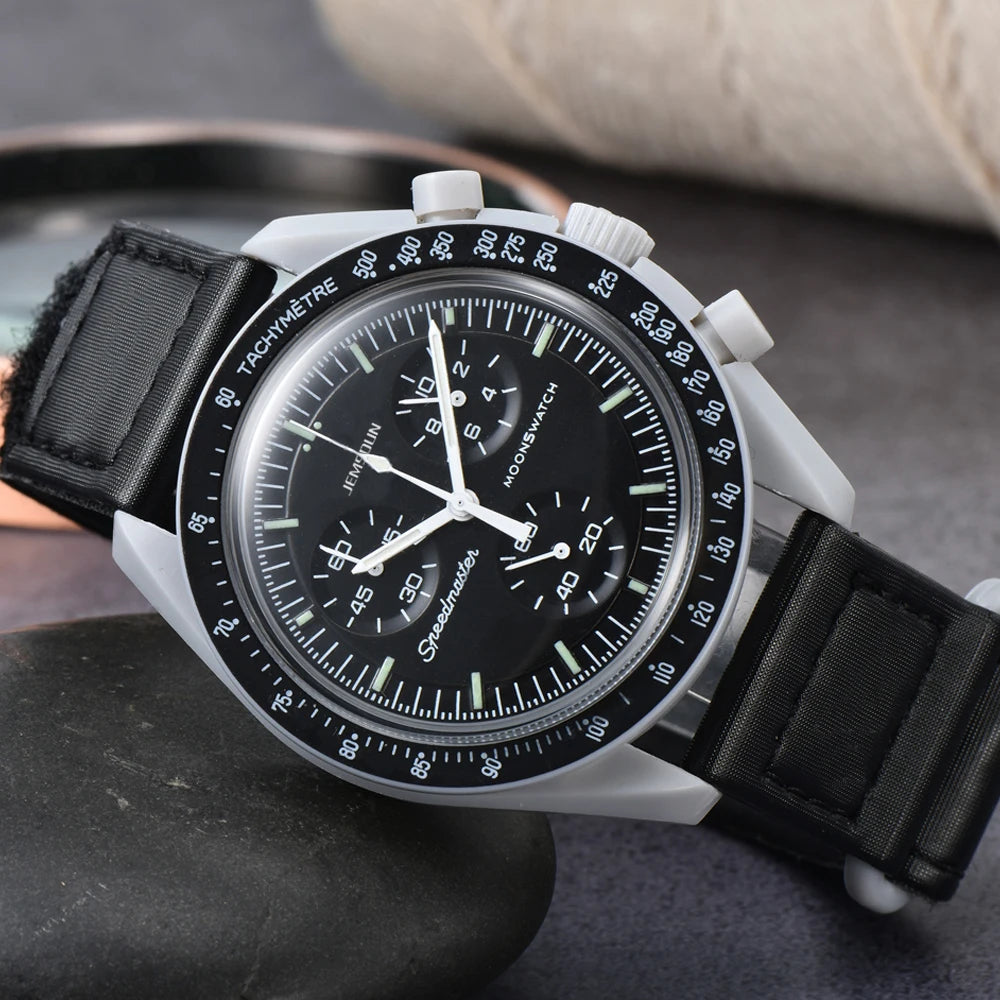 Original Brand Quartz Watches Multifunction Plastic Case Moonwatch For Mens Ladies Chronograph Explore Planet AAA Clocks