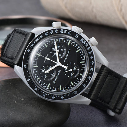 Original Brand Quartz Watches Multifunction Plastic Case Moonwatch For Mens Ladies Chronograph Explore Planet AAA Clocks