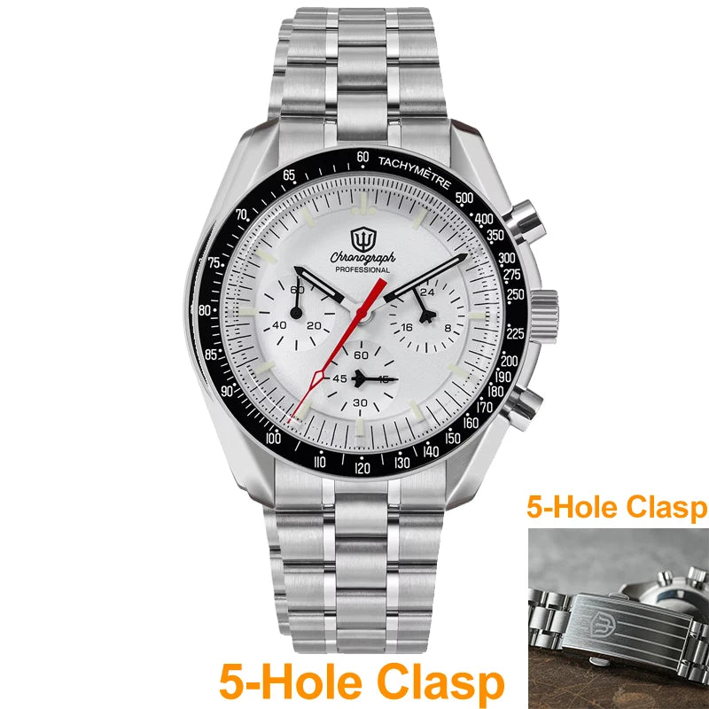 Watchdives WD1863 39mm VK63 Chronograph Watch OTF Clasp Sweep Quartz Movement Sapphire Luminous 100m Waterproof Watches