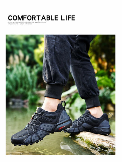 Sapatos de Caminhada para Homem Todo-o-Terreno, Calçado Desportivo Outdoor em Malha Respirável, Antiderrapante e Resistente ao Desgaste, Sapatos de Caminhada e Ciclismo Outdoor