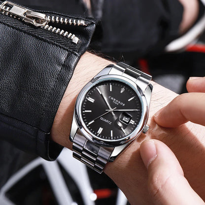 Ceas de mână pentru bărbați CHRONOS – Marcă de lux, rezistent la apă, luminat, cu afișaj al datei, din oțel inoxidabil, cu mecanism cu cuarț.