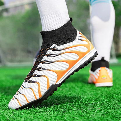Chaussures de Football pour hommes, chaussures de Sport FG/TF, bottes d'entraînement en plein air pour garçons, antidérapantes, longues pointes, Futsal d'intérieur confortables
