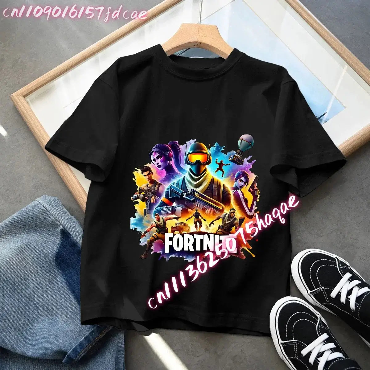 Fortnites Kids Black Cotton T-Shirt Fortress Night Baby Short Sleeve Tees Shirt Cartoon Boy Girl Summer Clothes Kawaii Tops Gift
