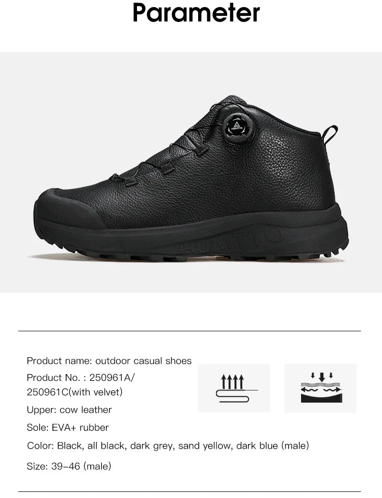 Zapatos de cuero HUMTTO para hombre, calzado deportivo de invierno para camping y actividades al aire libre, botas de trekking transpirables, zapatillas de senderismo antideslizantes para hombre