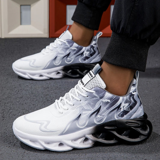 Fashion Gradient Women and Men Sneakers Weave Cushion Sole Sports Casual Shoes For Unisex Lace Up Lightweight Breathable Shoes