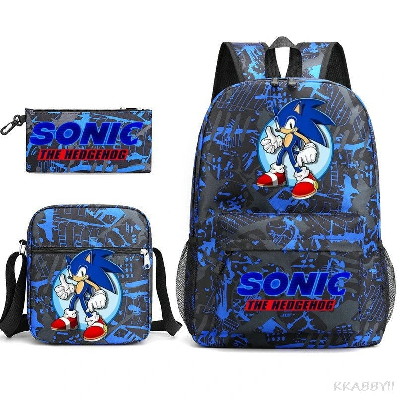 Sonic Backpacks Student School Bags for Teen Men Women Tote Bag Clutch Pocket Nylon Backpacks Travel Mochilas