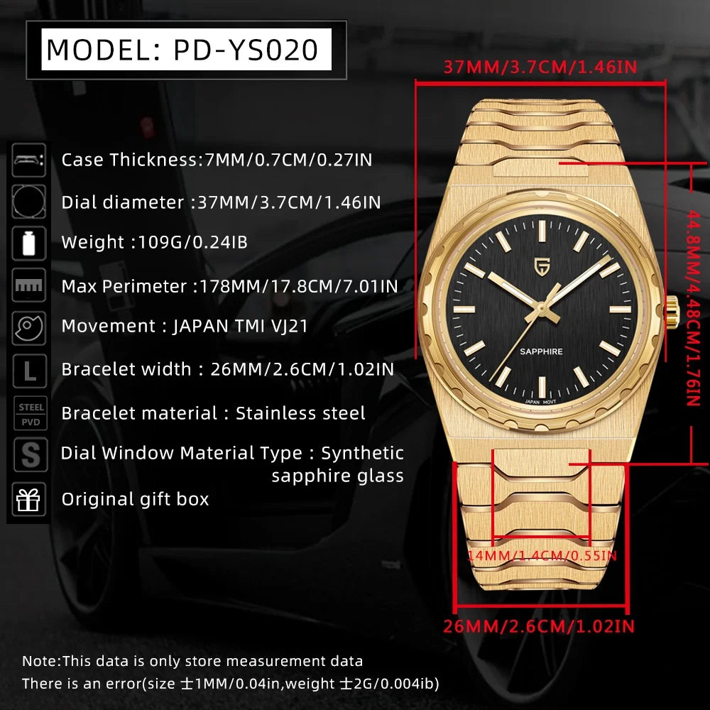 PAGANI DESIGN 2026 New Thin 7mm Fashion Men's Quartz Watch 10Bar Waterproof Stainless Steel Sapphire C3 Upgrade V2 reloj hombre