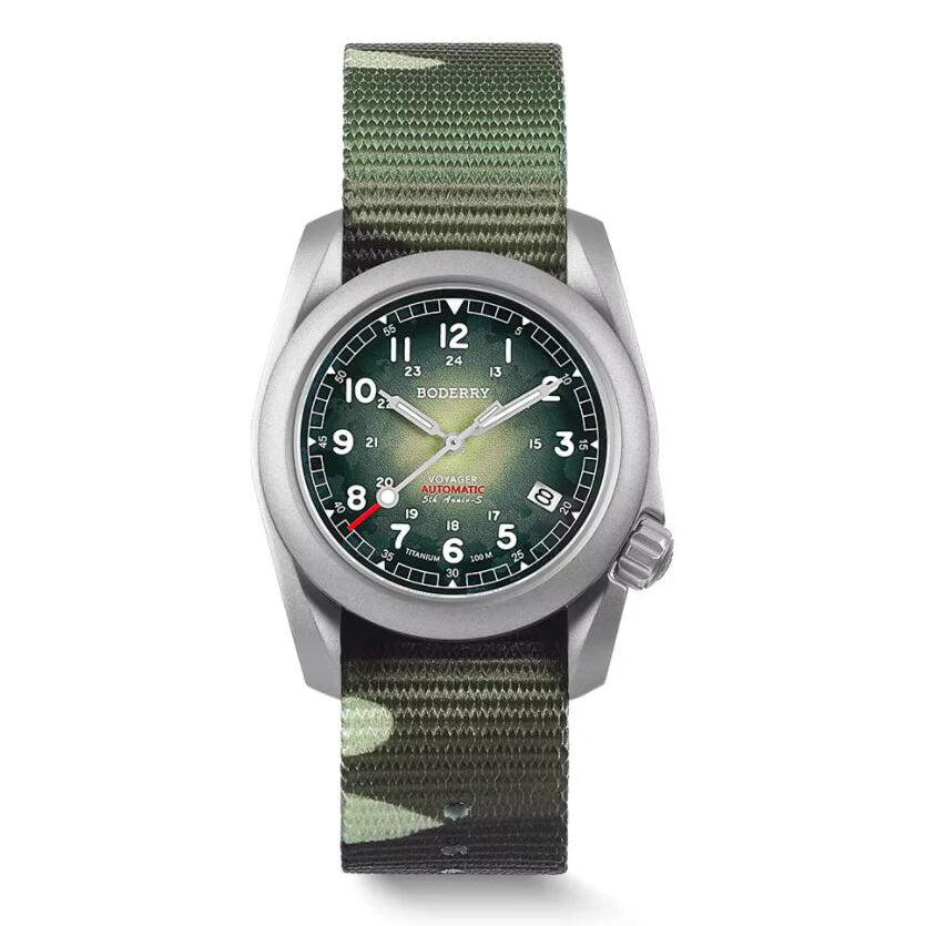 BODERRY Men Automatic Watch 40MM Titanium Pilot Sport Mechanical Wristwatch 100m Waterproof Sapphire C3 Luminous NH35