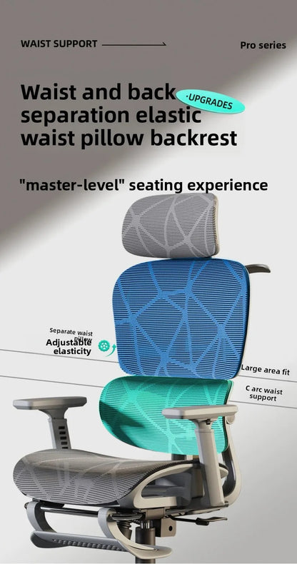 Ergonomic Office Computer Chair with Lumbar Support, Reclining Gaming Chair, Breathable Mesh Desk Chair, Adjustable Swivel Executive Chair for Long Sitting