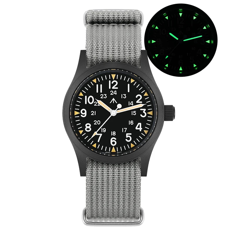 Militado ML05 Military Watch VH31 Sweep Movement Domed Sapphire Crystal Wristwatch High Clear AR Coating 38mm Vintage Watches