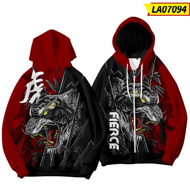 Felpe con cappuccio da uomo e bambino con stampa 3D per Capodanno cinese, grafica drago, streetwear cool, top con cappuccio