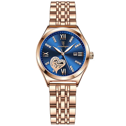 POEDAGAR Top Luxury Woman Watches Waterproof Luminous Date Stainless Steel Women's Quartz Wristwatch Elegant Dress Ladies Watch