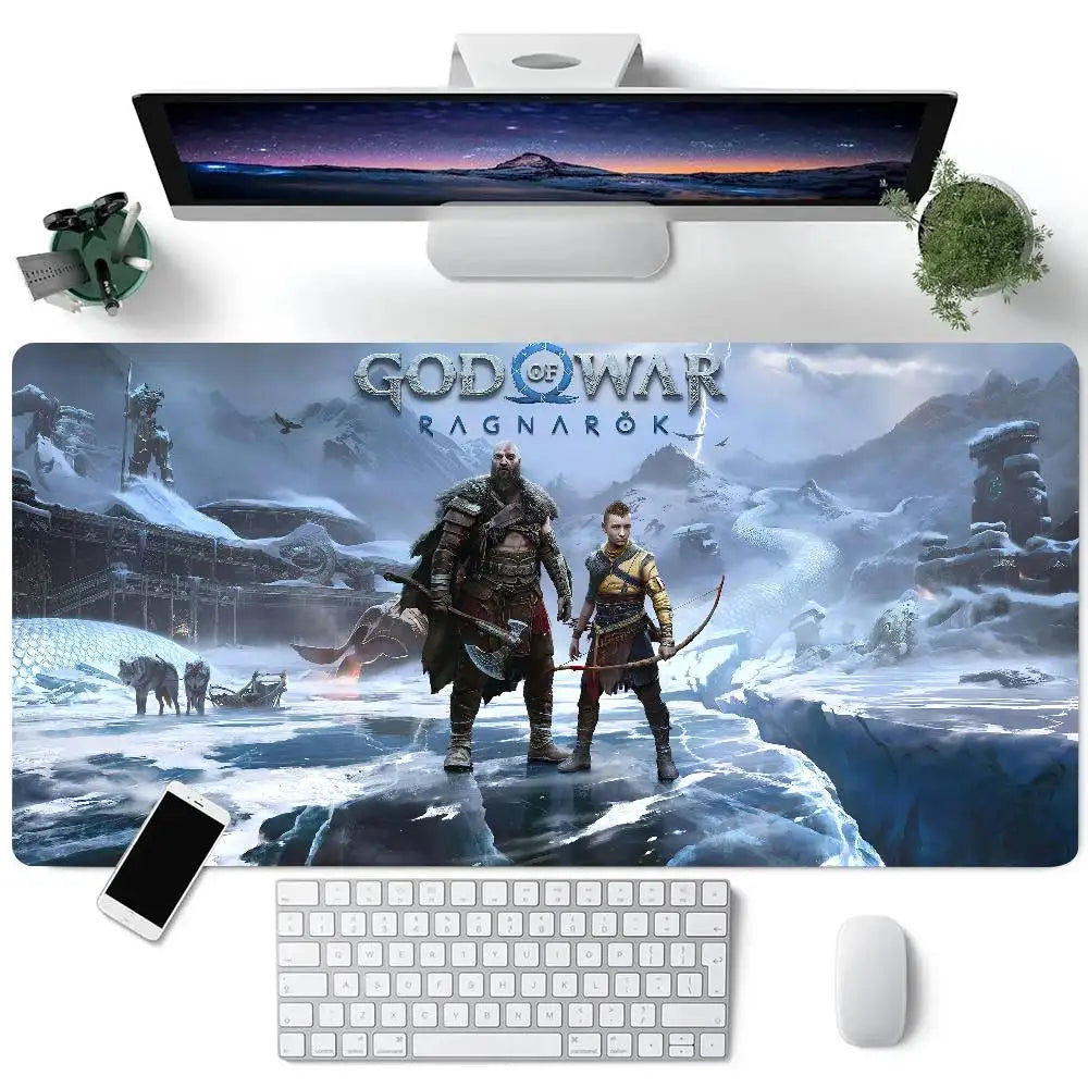 Game God Of War Kratos Mousepad Large Keyboard Desk Mat Gaming Mouse Pad LockEdge Non-slip Mat