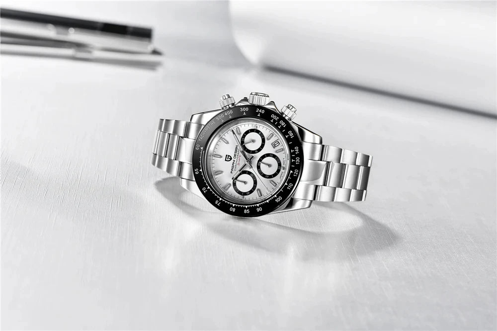 Chronografklocka för män från PAGANI DESIGN – Lyxig armbandsur med kvartsverk, självlysande och vattentät.