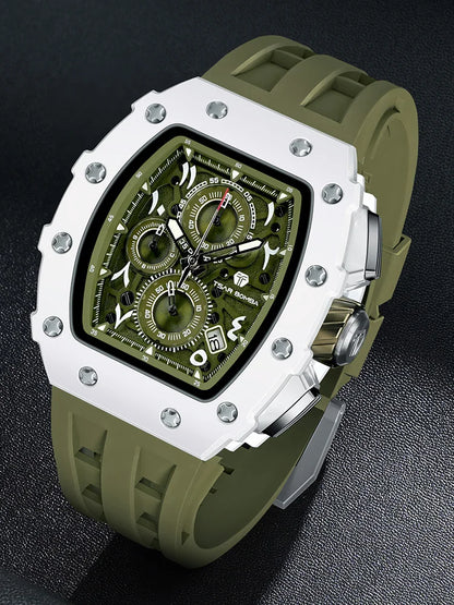 TSAR BOMBA Watch for Men Luxury Brand Tonneau Design Waterproof Clock Stainless Steel Wristwatch Fashion Rectangle Men's Watch