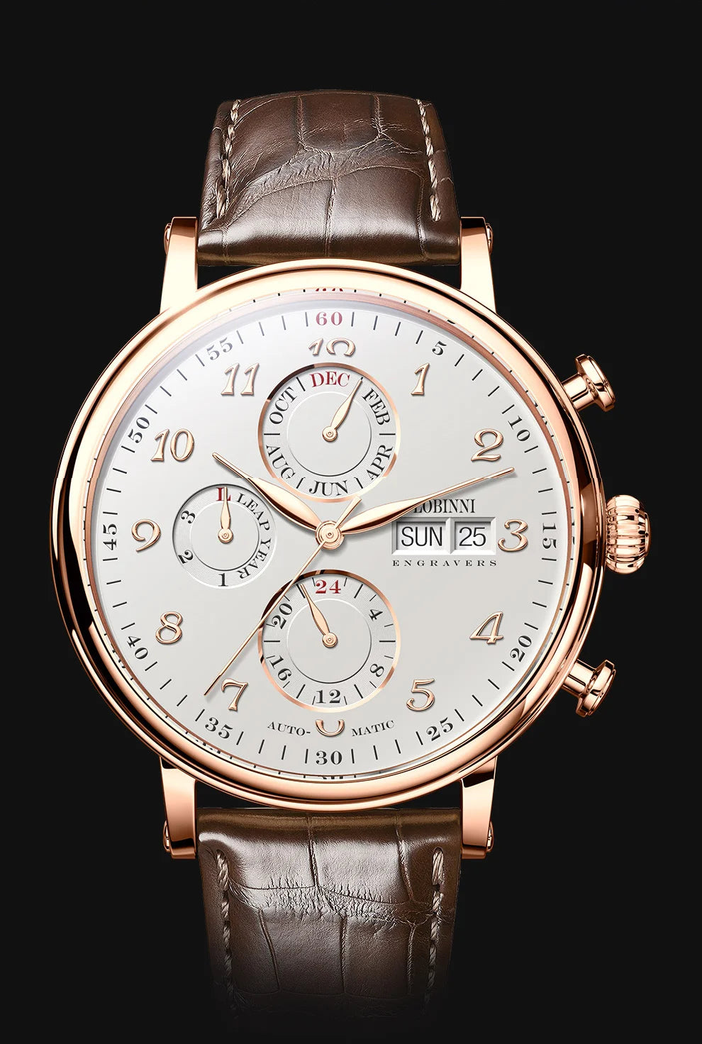 Reloj de lujo suizo LOBINNI para hombre, mecánico automático con calendario perpetuo, cristal de zafiro y multifunción L13019-8