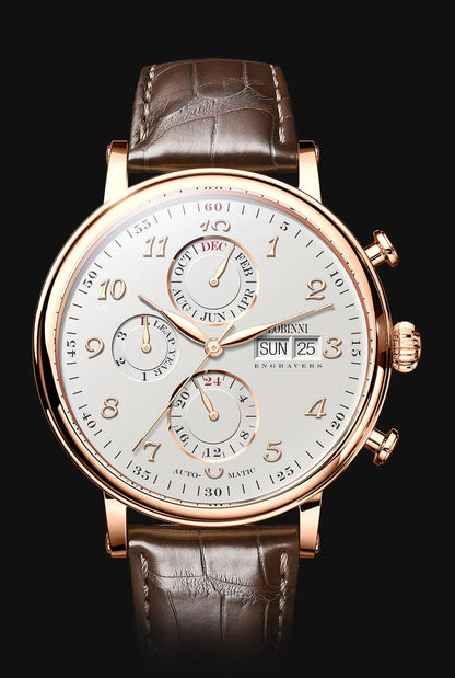 Reloj de lujo suizo LOBINNI para hombre, mecánico automático con calendario perpetuo, cristal de zafiro y multifunción L13019-8