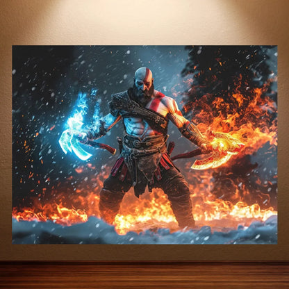 Kratos Poster God of War Game Poster Classic Video Games Poster Canvas Wall Painting Game Room Wall Decor Room Wall Ar