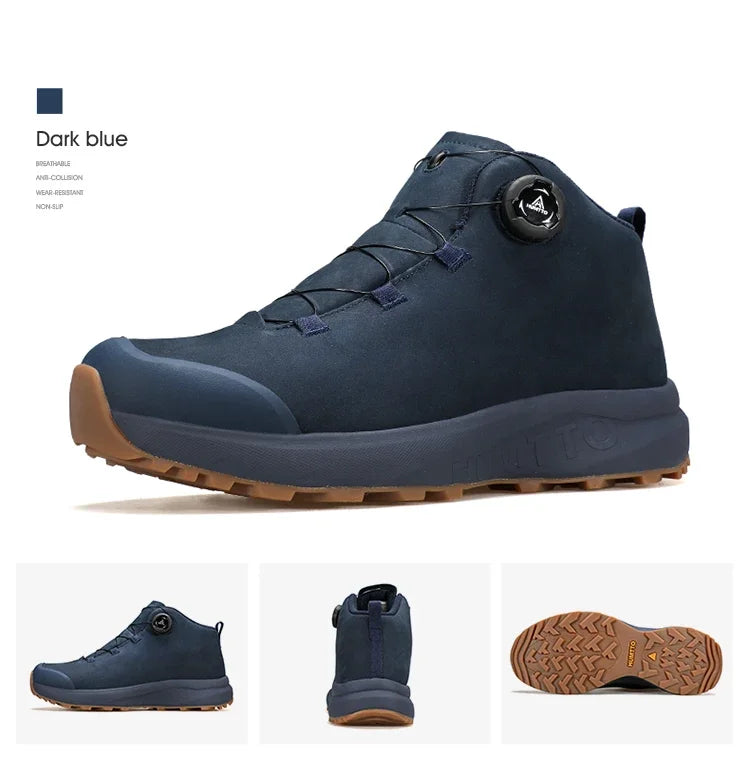 Zapatos de cuero HUMTTO para hombre, calzado deportivo de invierno para camping y actividades al aire libre, botas de trekking transpirables, zapatillas de senderismo antideslizantes para hombre