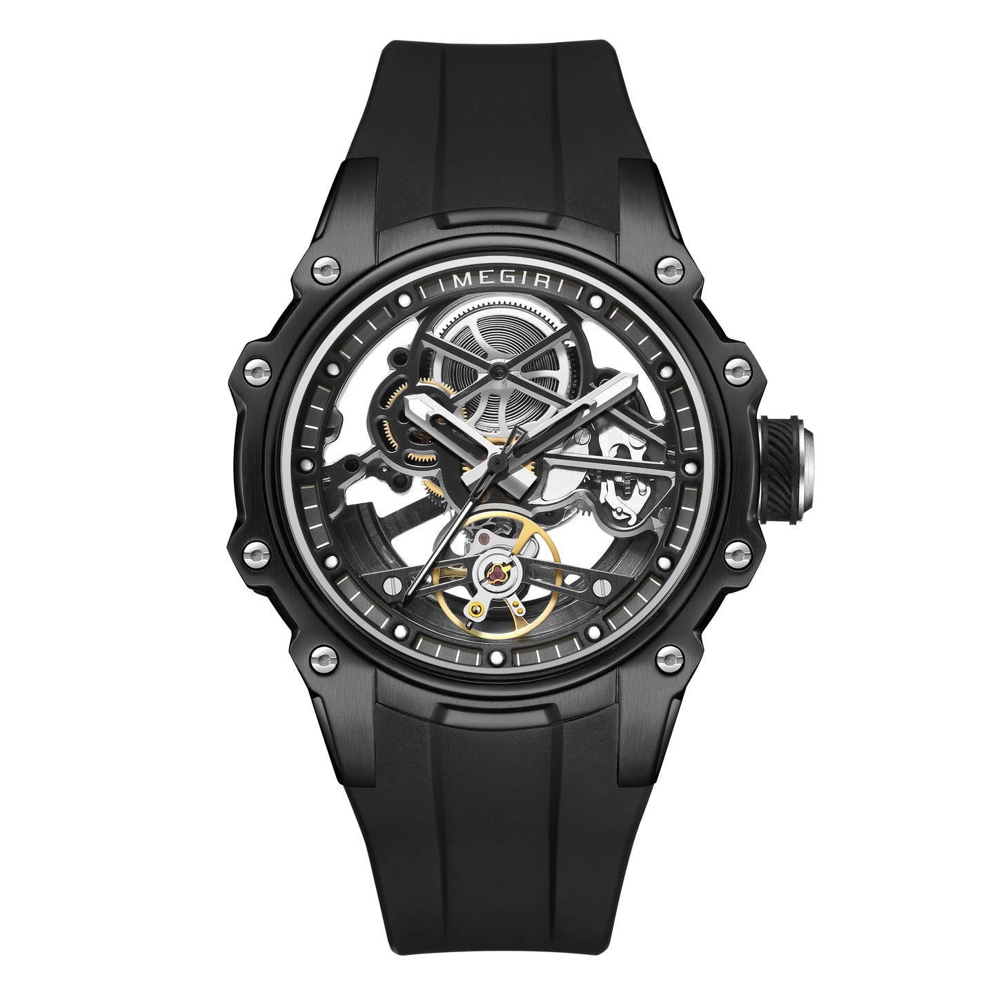 MEGIR Fashion Men's Full Automatic Watches Hollow Out Luminous Sports Mechanical Watch Waterproof Wristwatches Reloj Hombre 2243