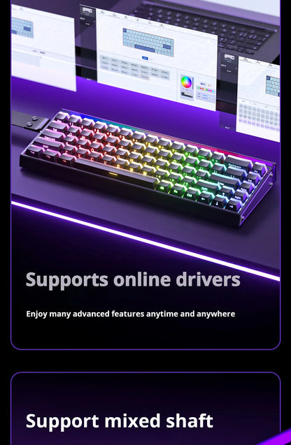 Teclado mecánico gaming AULA HERO 68 HE con eje magnético RT, cable, iluminación RGB, tasa de sondeo 8K y grabado lateral