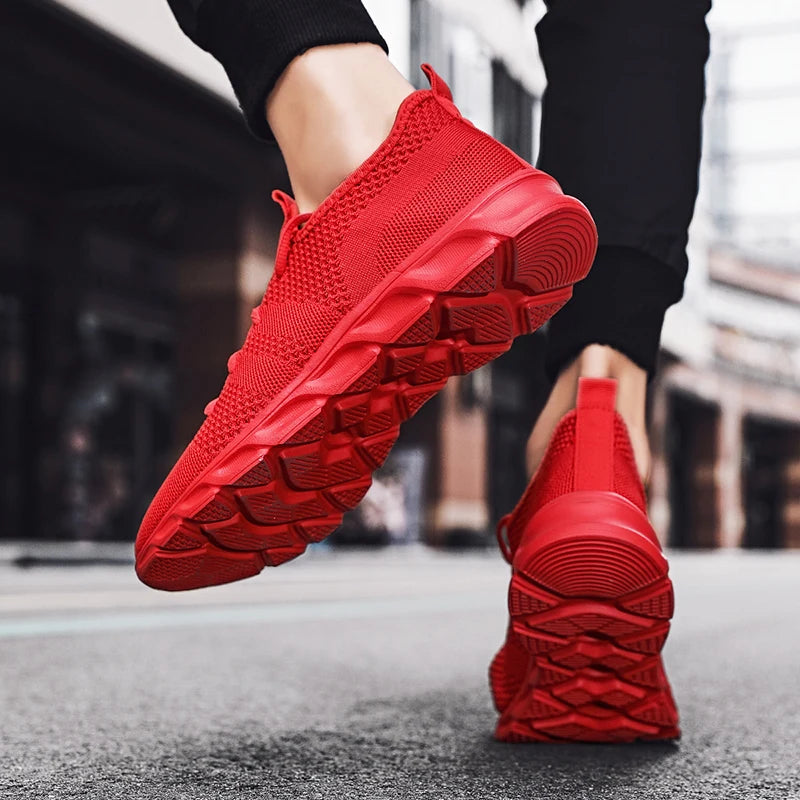 Men's Running Shoes Soft Soles Wear-Resistant Breathable Sports Shoes Mesh Outdoor Fashion Big Size Tennis Shoes for Men