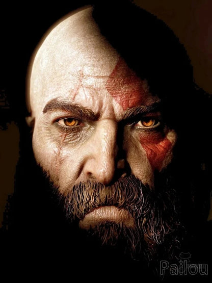 God Of War Ragnarok 5D DIY Diamond Painting Kit Greek Mythology Kratos Art Mosaic Cross Stitch Handcraft Home Room Decor Gift