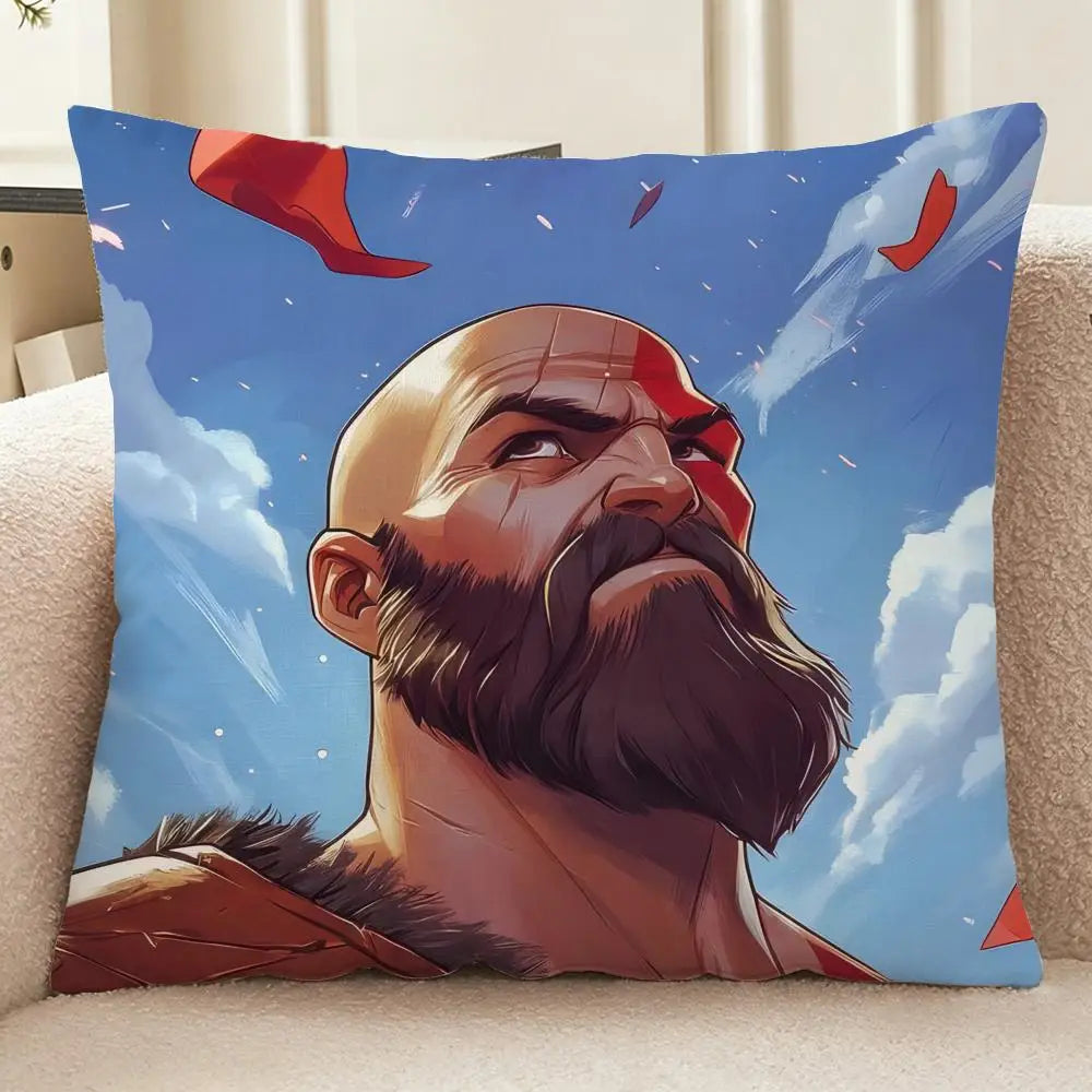 God of War Ragnarok Cushion Cover Washable Linen-Look for Daily Sofa Home Household Room Decor