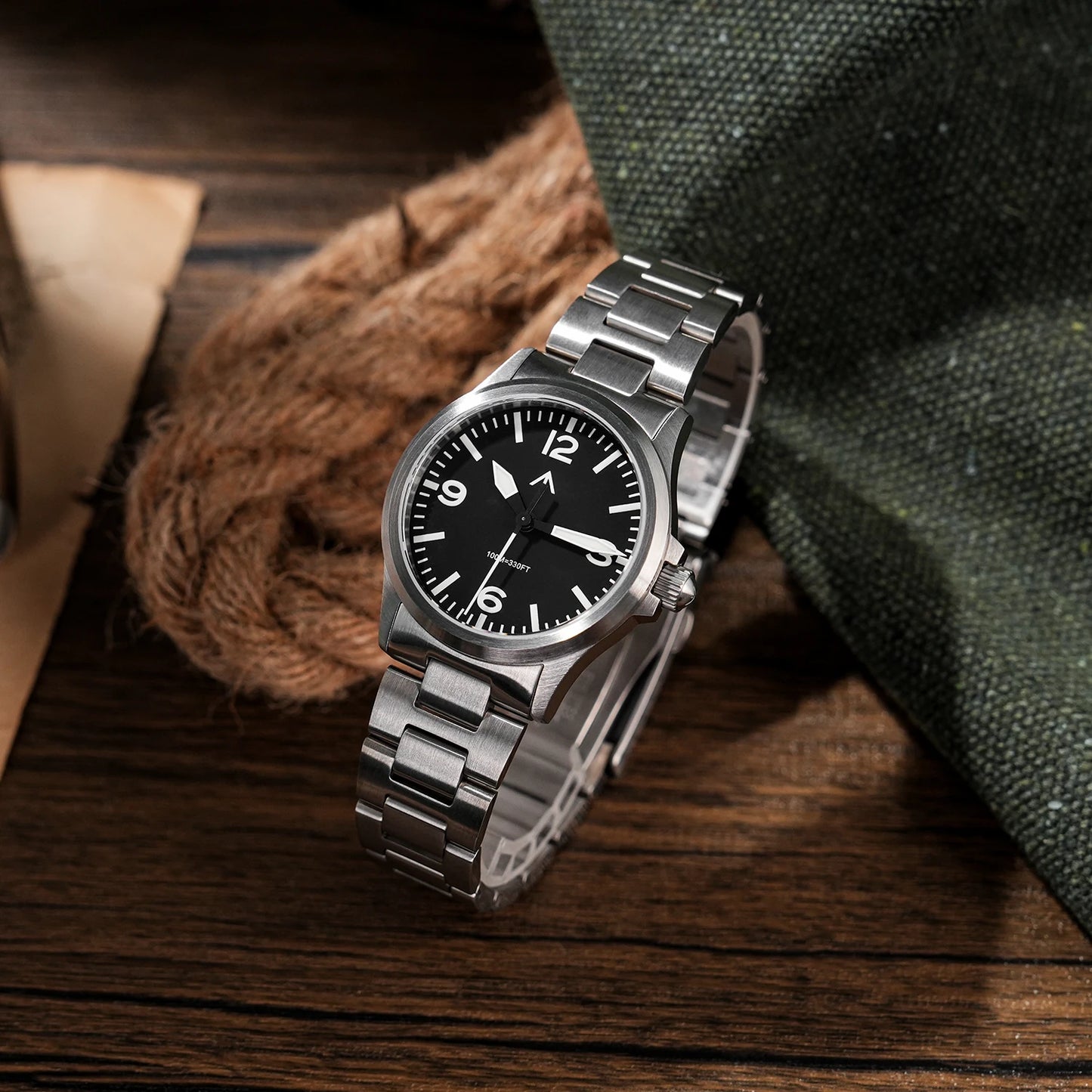 MILITADO ML18 Quartz PVD 316L Steel Sapphire VH31 Sweep Second Movement Sapphire BGW9 Lume 100M Waterproof Men Wristwatch