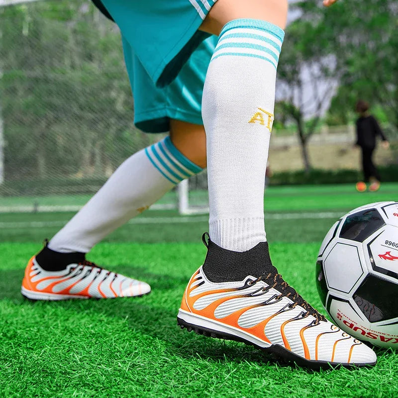 Chaussures de Football pour hommes, chaussures de Sport FG/TF, bottes d'entraînement en plein air pour garçons, antidérapantes, longues pointes, Futsal d'intérieur confortables