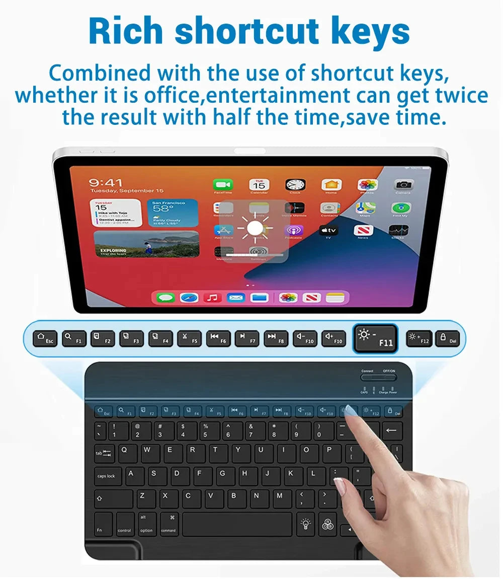 Mini teclado Bluetooth RGB inalámbrico de 10 inch con retroiluminación, panel táctil y compatibilidad con IOS, Android, Windows e iPad