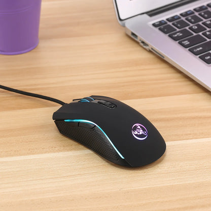 Ratón gaming óptico profesional de alta gama con retroiluminación LED en 7 colores brillantes y diseño ergonómico de 3200 DPI para jugadores de LOL y CS