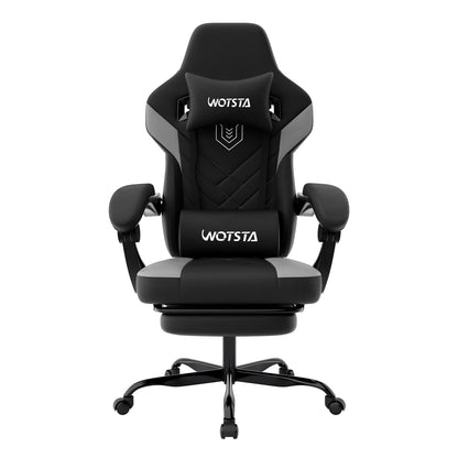 Sedia da gaming con poggiapiedi, ergonomica con cuscino lombare e poggiatesta, sedia da gaming regolabile in altezza per computer