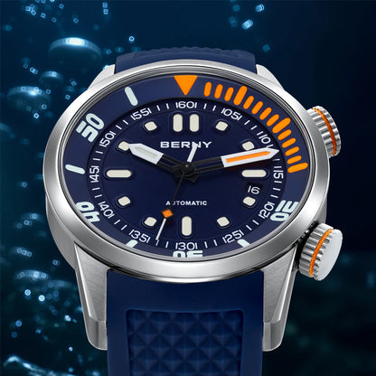 BERNY Automatic Professional Diving Watch for Men Super Luminous Scratch-resistant Sapphire Lens Top Mechanical Diver Watches