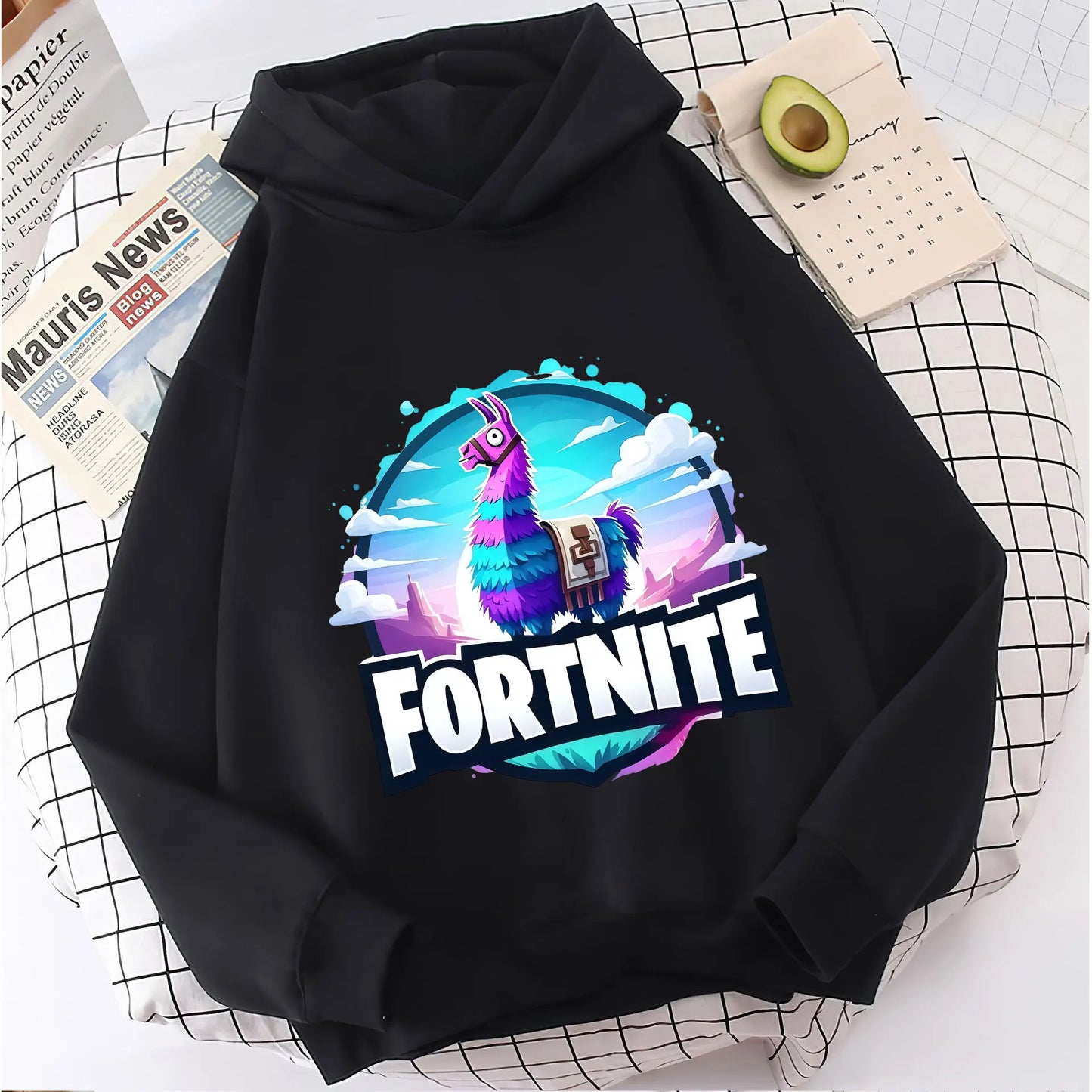 Sweatshirts Fortnite Novos para Criança, Hoodie com Estampado de Personagem de Jogo em Desenho Animado, Tops Casuais de Outono, Roupa de Inverno para Meninos Bebés