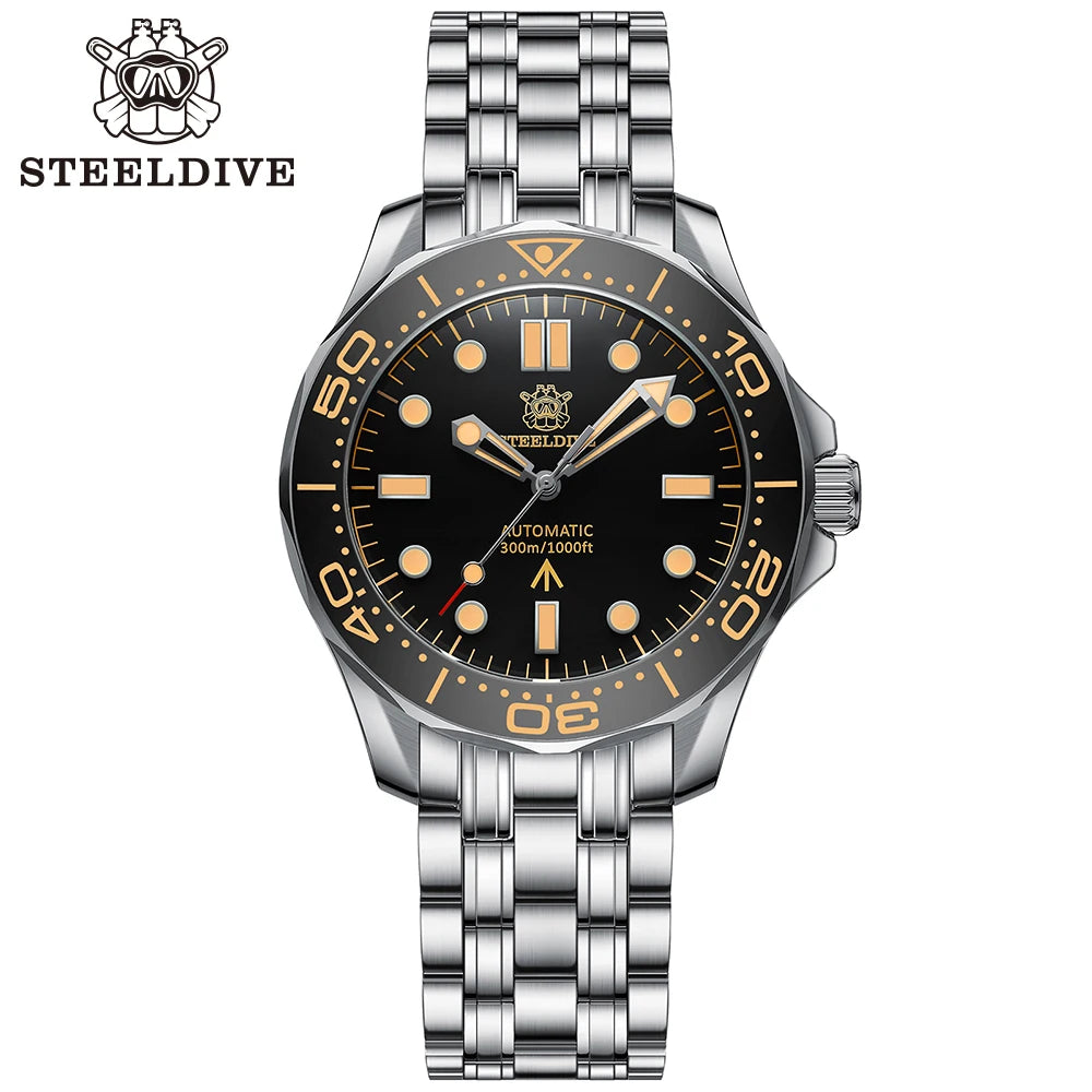 STEELDIVE SD1957 New Arrival 42MM Vintage Bezel 300M Waterproof NH35 Green Luminou Sapphire Glass Automatic  Dive Watch Montre