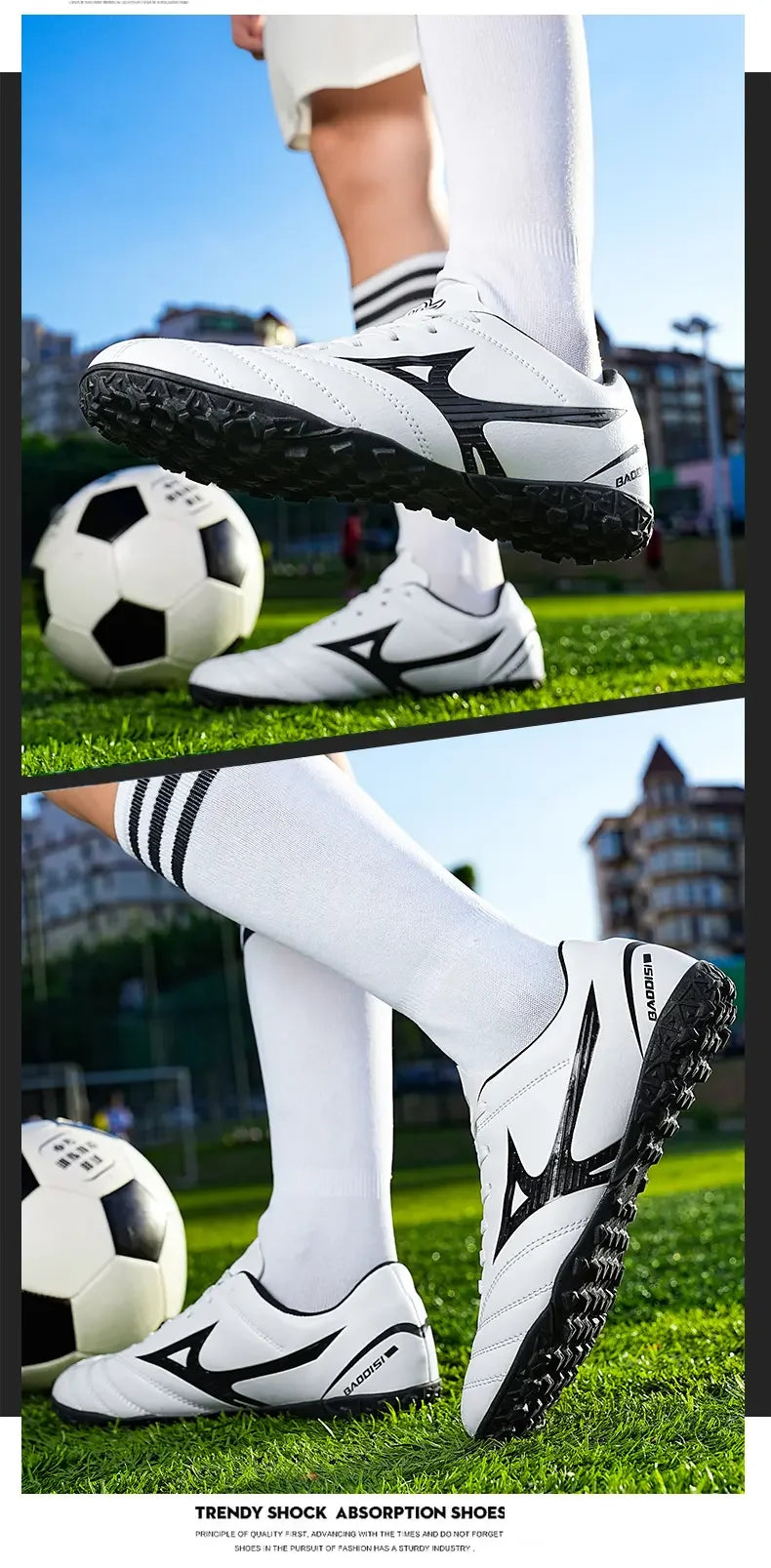 New Arrival Main Push Soccer Cleats with Long Broken Studs, Outdoor Sports Football Shoes