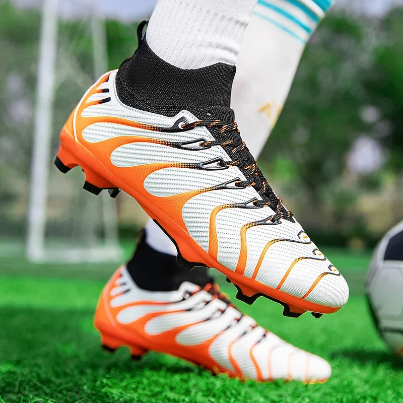 Chaussures de Football pour hommes, chaussures de Sport FG/TF, bottes d'entraînement en plein air pour garçons, antidérapantes, longues pointes, Futsal d'intérieur confortables