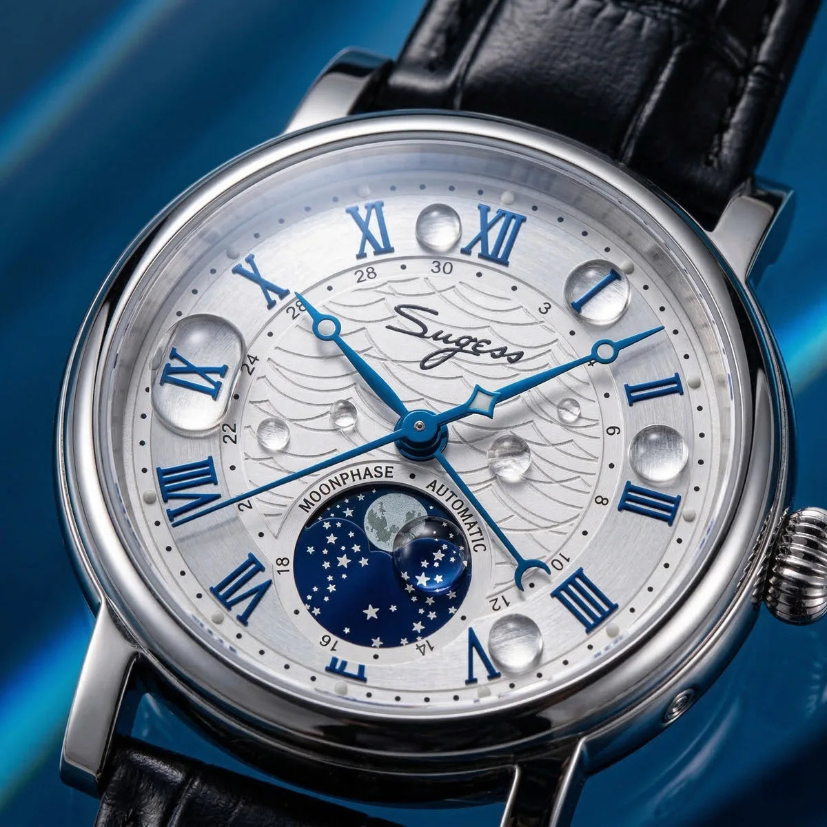 Sugess Moonphase Automatic Mechanical Men's Watch Wristwatches Original Movement ST2108 Waterproof Clock Sapphire Special Date
