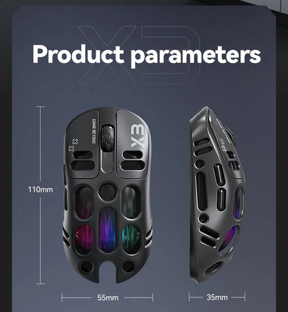 2026 Hollow-out Design Lightweight Computer Game Accessories 3-Mode Bluetooth Wireless Mouse Laptop Rechargeable RGB Backlight