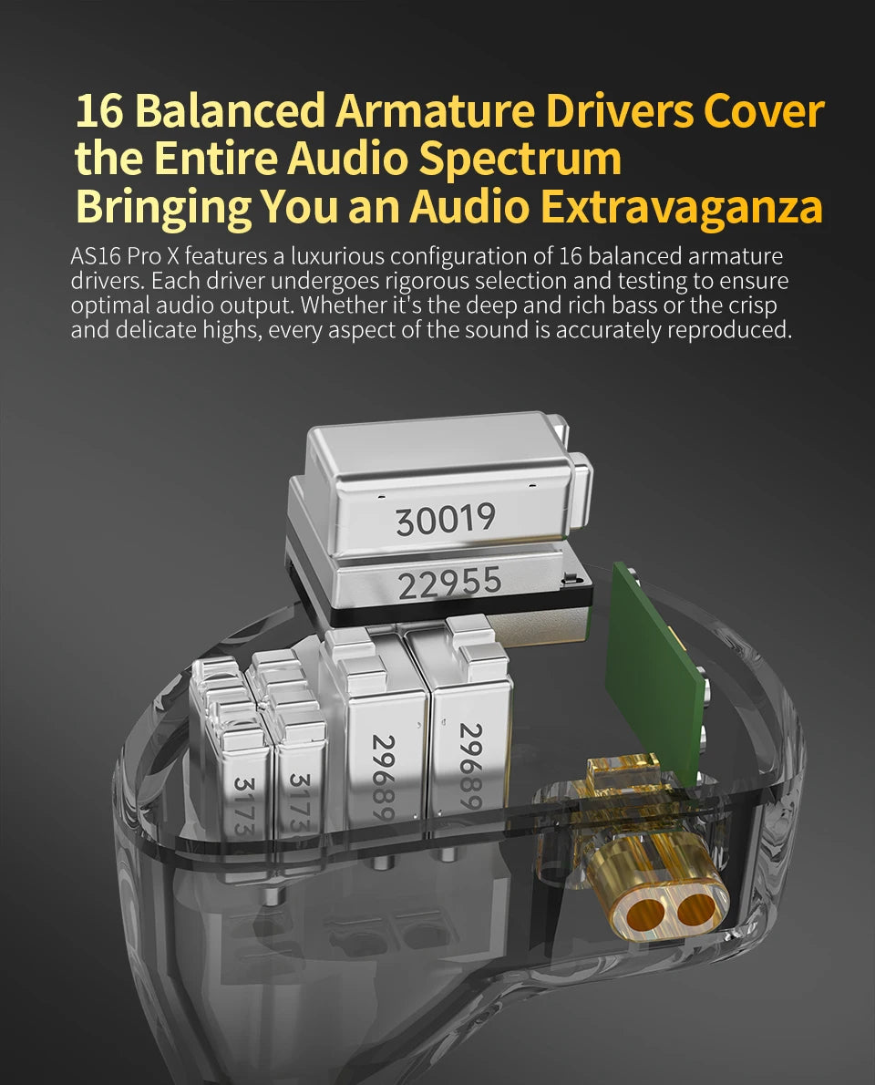 Auriculares intrauditivos KZ AS16 PRO X HiFi In-Ear Monitor – auriculares con cable con micrófono y 8 drivers de armadura balanceada