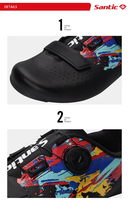 Santic men's cycling shoes 2025 new glass fiber nylon sole outdoor pro road racing shoes auto-lock road riding bicycle sneakers