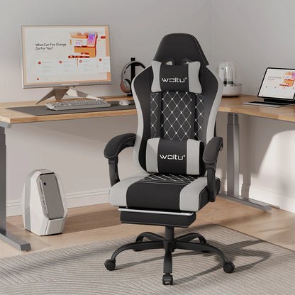 WOLTU Massage Gaming Chair Ergonomic Gamer Chair with Footrest, Lumbar Support, Adjustable Headrest, Swivel Computer Office Chair
